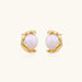 Gold vermeil studs with lustrous pink freshwater pearls in organic crescent settings