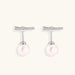 Rhodium-plated sterling silver ear jacket earrings with diamond-set horizontal bar and freshwater pearl drop