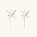 Delicate sterling silver dragonfly earrings with textured wings and curved threader hooks on white background