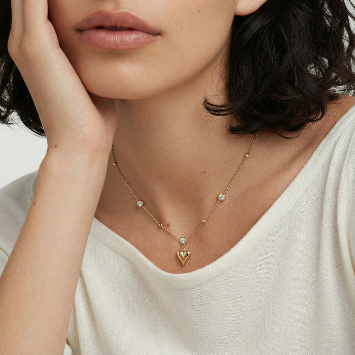 Crystal Heart Charm Necklace