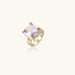 Gold ring with large iridescent baroque pearl and four colored gemstones on textured band