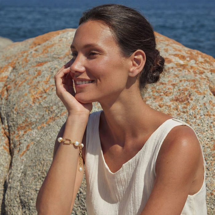 Golden Pearl Chain Bracelet
